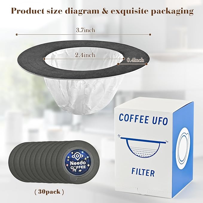 UFO Coffee Filter Paper Bag, Hanging Ear Drip Coffee Bag Single Serve Disposable Drip Coffee Filter Bag Perfect for House, Travel, Office Daily (30)