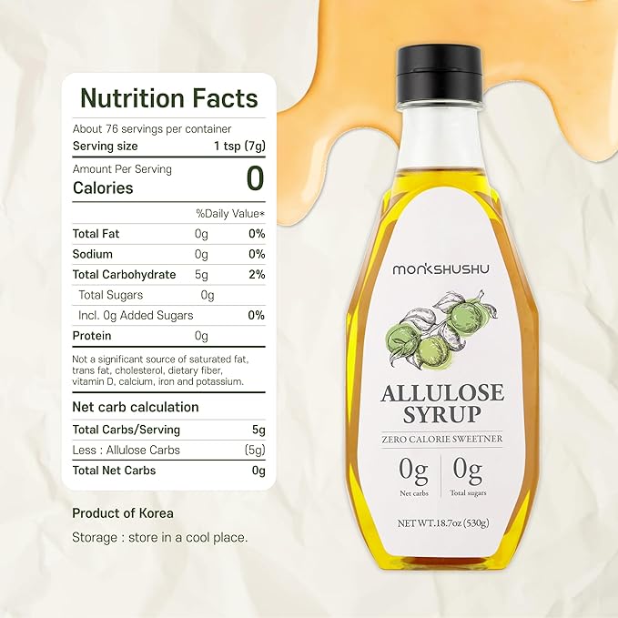 Allulose syrup & Premium Cinnamon Allulose Syrup 18.7 Fl Oz - Liquid Sweetener for coffee and other drinks - Keto, Vegan, Diabetes-Safe - Zero Calorie Sugar Substitute - Monk Fruit