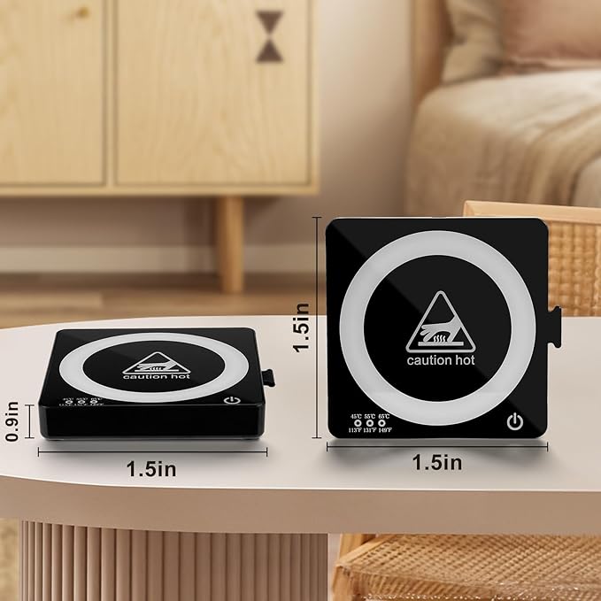 3 in 1 Coffee Mug Warmer with 15W Wireless Charger and Night Light for Home Office Desk Use with Auto Shut Off for Heating Coffee, Beverage, Milk, Tea, Hot Chocolate and Candle Wax