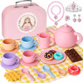 Silicone Tea Set for Toddlers, Tea Party Set for Little Girls, Kids Pretend Role Play Kitchen Toys, Toddler Girl Birthday Gifts Age 2-5 Year Old
