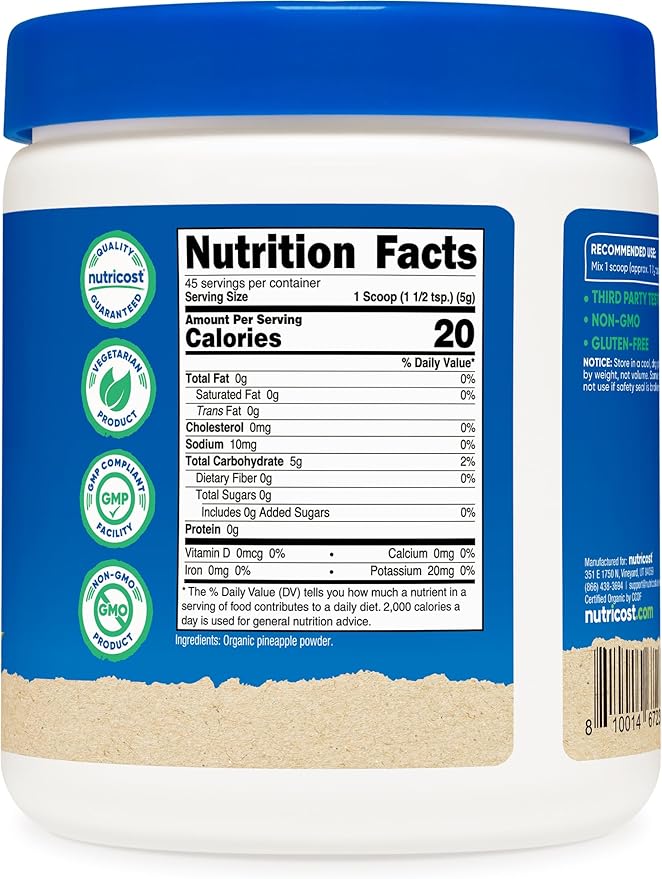 Nutricost Organic Pineapple Powder (8 OZ) - USDA Certified Organic, Pineapple Juice Powder, Gluten Free
