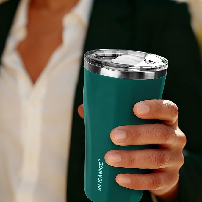 20oz Soft Touch Diamond Tumbler - Double Wall Stainless Steel Vacuum Insulated Coffee Cup With Detachable Slider Lid | BPA Free, Dishwasher Safe, Thoughtful Gift for Her - Lake Blue