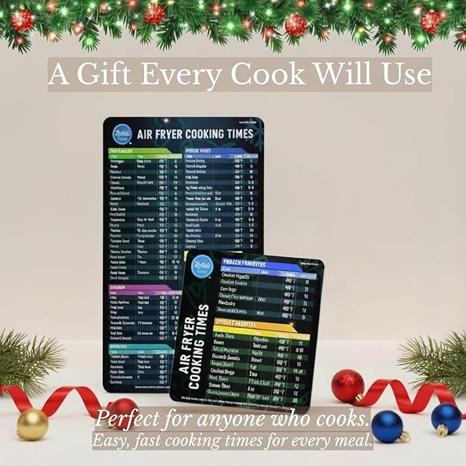 Air Fryer Magnetic Cheat Sheet Set - Air Fryer Accessories Cookbook - Easy to Use AirFryer Time Chart Set As Seen on The Today Show - Strong Magnet Quick Reference Cooking Guide for Frying (White)