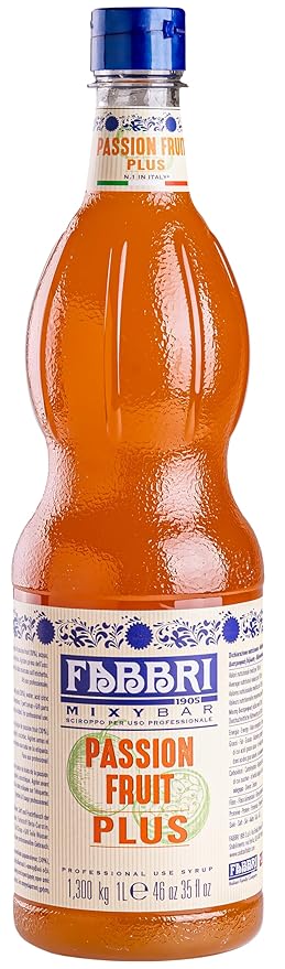 Fabbri Premium Flavoring Syrup, Passion Fruit, New Enhanced Flavor, All Natural, Made in Italy, 33.8 Ounce (1 Liter)