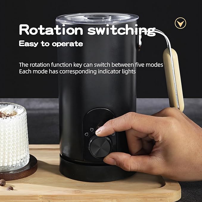 Electric Milk Frother,5-in-1 Milk Steamer with Touch Control,350ml Automatic Warm and Cold Foam Maker,Milk Warmer for Coffee,Latte,Cappuccinos Macchiato,Hot Chocolate,Anti-burn Propeller