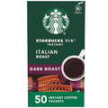 Starbucks VIA Instant Coffee, Dark Roast Coffee, Italian Roast, 100% Arabica, Single-Serve, 1 Box (50 Packets)