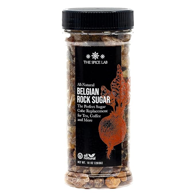 The Spice Lab Belgian Rock Sugar – Beet Sugar Crystals – Amber Sweetener For Tea & Coffee – Teavana - (10 Oz) - Natural Coarse Brown Sugar Alternative