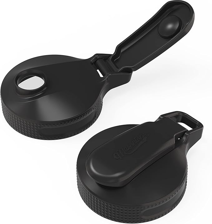 Masontops Multi Top Flip Cap Mason Jar Lids - Regular & Small Mouth - Sip, Pour, Store & More - Leakproof 2-Pack