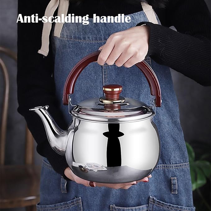 Tea kettle, Food Grade 304 Stainless Steel Tea Kettle for Stove top Whistling Teapot with Cool Touch Ergonomic Handle, Suitable for All Heat Sources(2.7L)