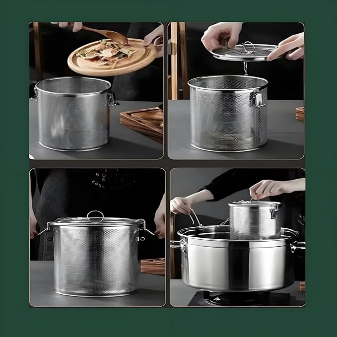 Stainless Steel Tea Ball Strainer Tea Infuser Soup Seasonings Seperation Basket Spice Filter Seasoning Strainer Mesh Filter Extra Fine with Chain Hook-1.36L(12CM*12CM)