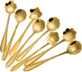 Stainless Steel Tableware Creative Flower Coffee, Sugar, Stir, Mix, Stir Bar, Tea, Cake, Sugar, Dessert Ice Cream Spoon Set of 8, Gold
