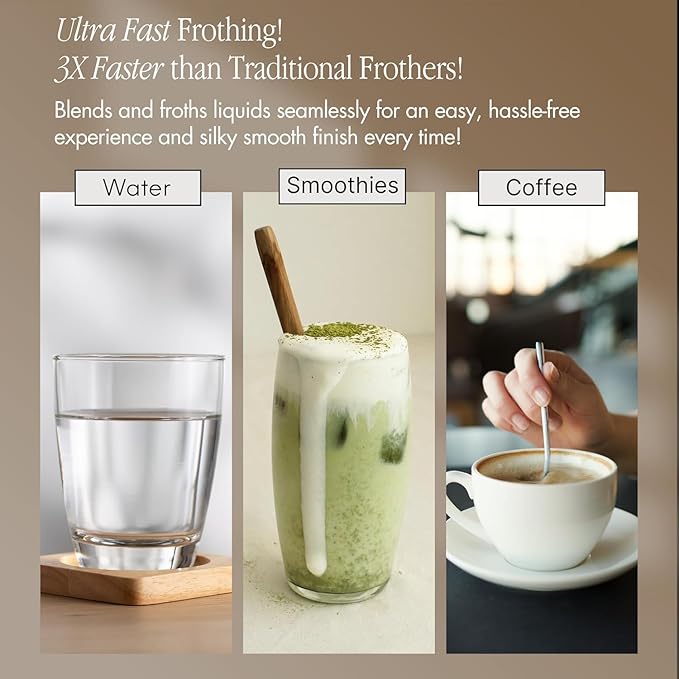 ENSANTE Ultra Fast Electric Milk Frother Wand Handheld 11,000RPM, Mini Whisk Mini Blender Rechargeable Frother for Protein Powder Lattes Matcha, Travel Frother with Case, Coffee Stirrers Electric