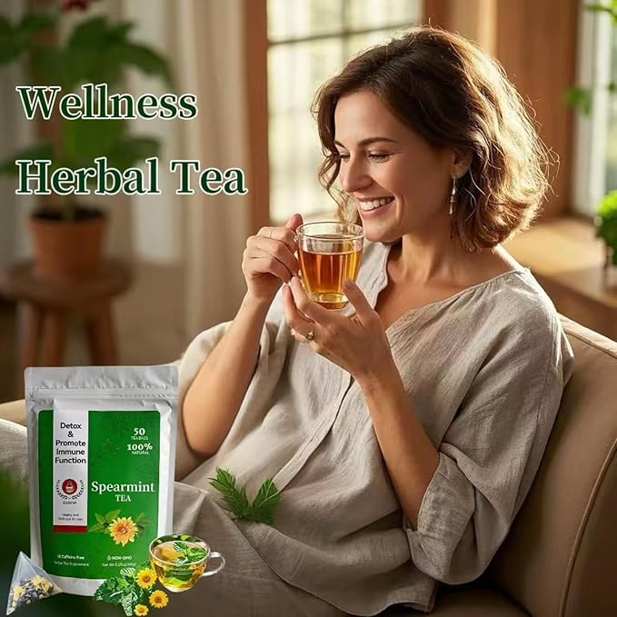 Eastrue Spearmint Tea Blend Mulberry & Chrysanthemum,50 Teabags,Supports Everyday Wellness, Healthy & Refreshing,Non-GMO,Organic,Caffeine-Free