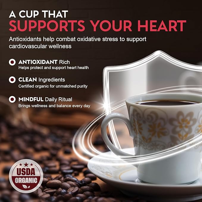 Cardiology Coffee – Whole Bean Coffee – USDA Certified Organic, Mold Free 12oz Premium Medium Roast Organic Coffee Beans with Antioxidant Benefits – Perfect for Heart Healthy Lifestyle