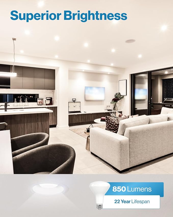 Sunco 96 Pack BR30 Light Bulb LED Recessed Can Light Bulbs, Indoor Flood Lights 850 LM, 11W (65W Equivalent), 5500K Daylight Glow, Dimmable, E26 Base, for Home, Kitchen, Bedroom UL.