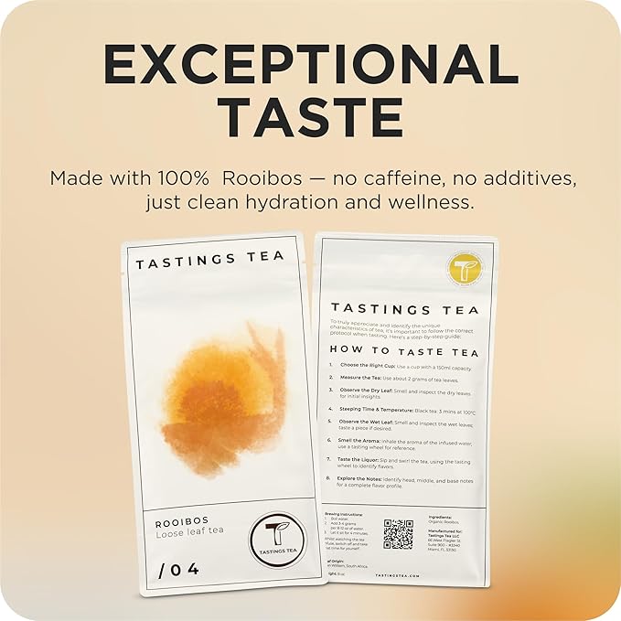 Tastings Tea Rooibos - 8 oz Loose Leaf | South African Herbal Flavour| Caffeine Free