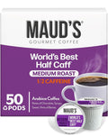 Maud's Half Caff Coffee Pods, 50ct, Medium Roast Coffee in Recyclable Single Serve Pods – 100% Arabica Coffee, Compatible with Keurig K Cups Maker