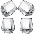 Wine Glasses Set Of 4,Stemless Wine Glasses 10 Oz Stress Relief Tumblers Dishwasher Safe, Spill-Proof Design For Red Wine, Cocktail, Whiskey, Bourbon, Gift for wine lovers (4pcs Stripe)
