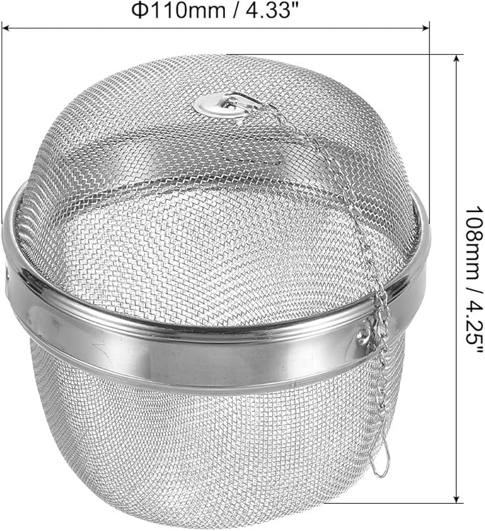 uxcell Tea Infuser Filter, Stainless Steel Tea Strainer, Loose Tea Steeper, Tea Ball with Chain for Loose Leaf Tea, Large Size