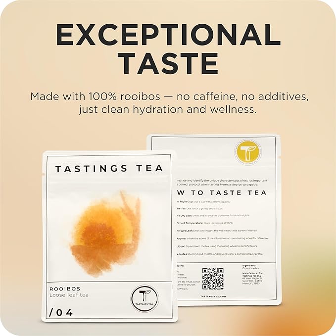 Tastings Tea Rooibos - 4oz Loose Leaf | South African Herbal Flavour| Caffeine Free