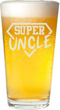 Veracco Super Uncle Funny Birthday Gift Fathers Day For Dad Grandpa Stepdad Pint Beer Glass (Clear)