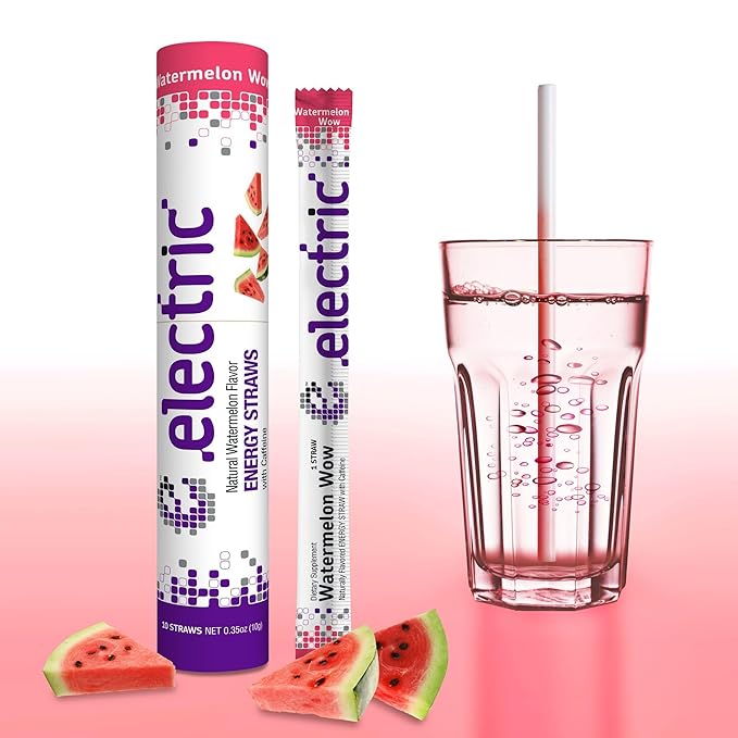 Smooth and Gentle Caffeine Energy. No Sugar. No Calories. Healthy and All Natural atural Watermelon Wow – 10 Straw Pack