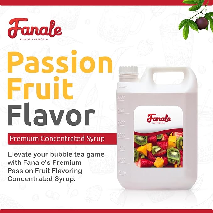 Fanale Premium Flavoring Concentrated Syrup for Bubble Tea 11 lb | Passion Fruit Flavor Syrup | for Boba Tea, Smoothies, Slushes, Desserts | 11lb | SRP030