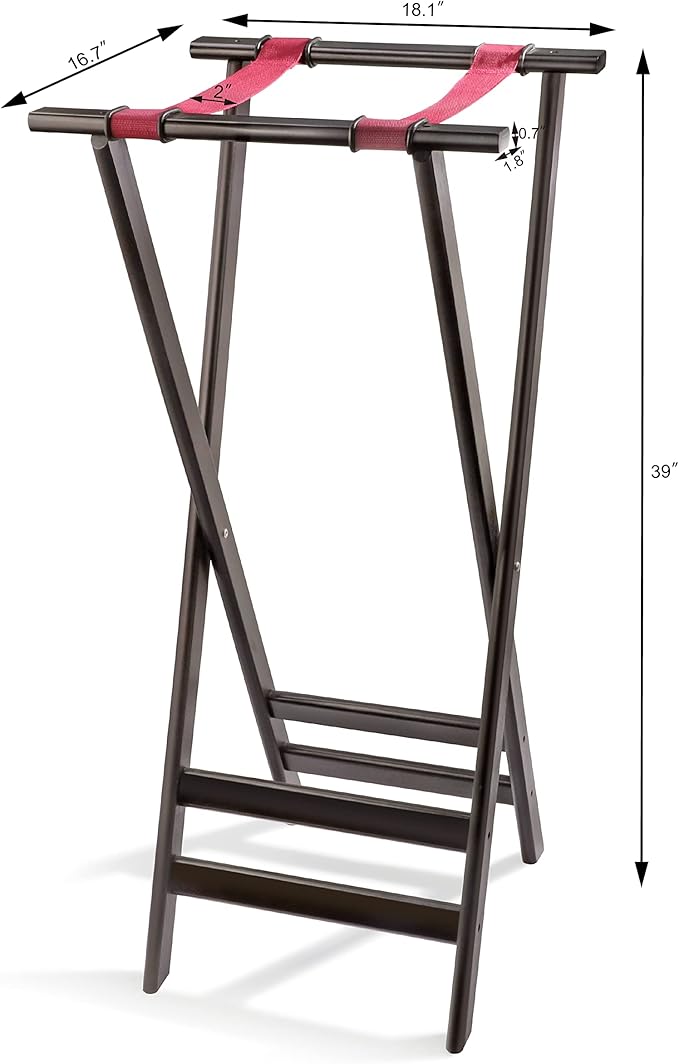 New Star 20038 Mahogany Finish Solid Birchwood Tray Stand, 38-Inch, Brown