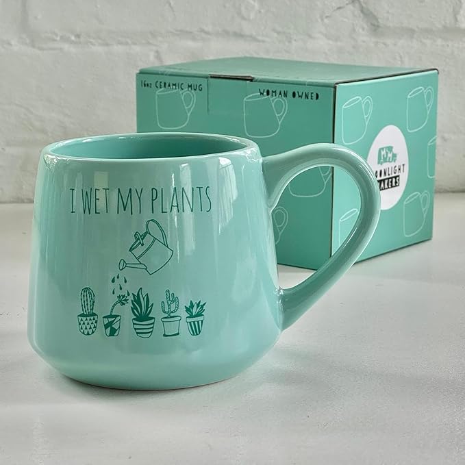 Moonlight Makers I Wet My Plants Ceramic Coffee Mug, 16oz Coffee Mug, Coffee Lovers Gift Ideas, Funny Novelty Coffee Cups, Cute Mugs for Women, Tea Mug, Fall Coffee Mugs
