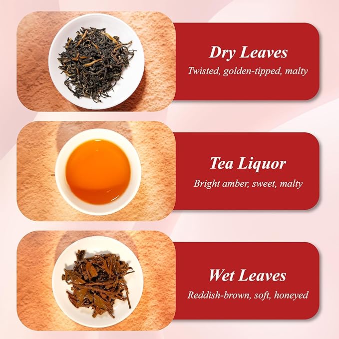 WT WEETEE Yunnan Black Tea Loose Leaf 228g, 110+ Servings Chinese Dianhong Loose Tea, Honey Aroma, Full Bodied, Mellow & Smooth, Energizing & Caffeinated