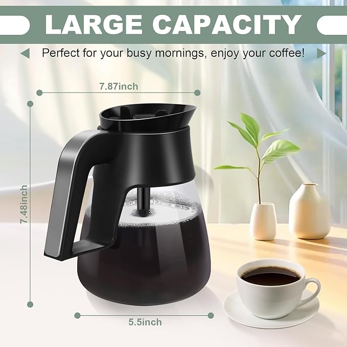 10-Cup Coffee Pot Replacement for Ninja Coffee Maker CM401 CM371 CP301, Glass Carafe with Brew-Through Lid Compatible with Ninja CM300 CM400 CP300 CM400BRN CF090 CF091 CF092 CM305 CM360
