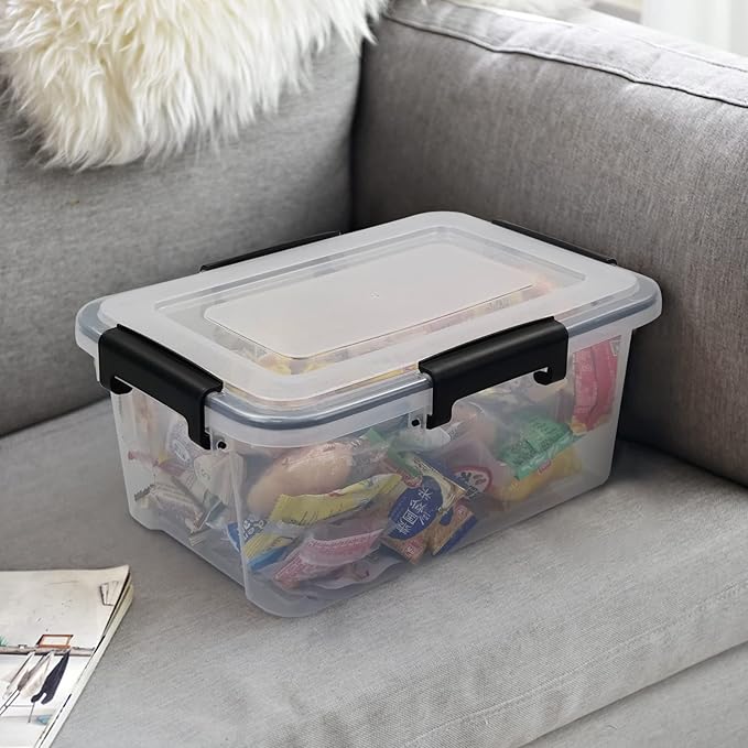 6-Pack 10 L Clear Plastic Storage Box with Lid, Airtight Pet Food Storage Containers