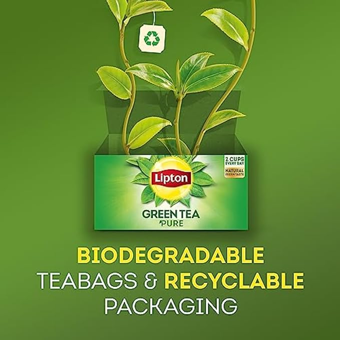 Lipton Lemon Green Tea Bags, Flavored, Unsweetened Teabags for Hot Tea or Iced Tea with Caffeine and Flavonoids, 120 Total Tea Bags (20ct - Pack of 6)