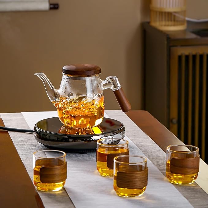 Glass Teapot, 600ml Borosilicate with Infuser, Stovetop & Microwave Safe, Non-Drip Spout, Ergonomic Handle