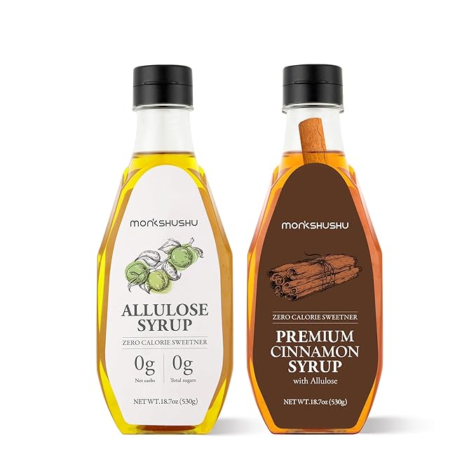 Allulose syrup & Premium Cinnamon Allulose Syrup 18.7 Fl Oz - Liquid Sweetener for coffee and other drinks - Keto, Vegan, Diabetes-Safe - Zero Calorie Sugar Substitute - Monk Fruit