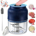 2026 New Electric Garlic Chopper, Mini Portable Veggie Chopper with 304 Stainless Steel Blades, 300ML Rechargeable Food Processor Cordless, for Mashing Onion Garlic Chili Ginger Fruits (1*Blue)