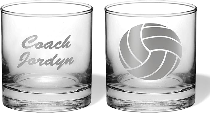 Alterd Industries Volleyball Coach Gift - Personalized Engraved Pint Glass, Beer Glass, End of Season, Coach Accessories, Coaching Gifts, Supplies (Volleyball, Single Whiskey Gift Box)