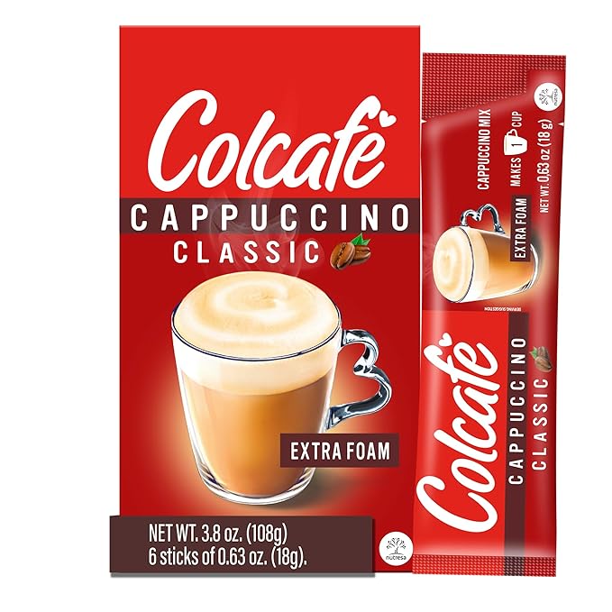 Colcafe Instant Classic Cappuccino, 6 sticks per pack, Pack of 2