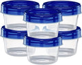 Twist Top Containers Small Food Storage Containers Blue Screw on Lid Reusable Stackable Leakproof Airtight, Pack of 10-4 oz Containers