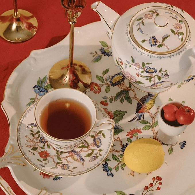 Aynsley Pembroke Stratford Fine Bone China Teacup & Saucer - 5oz (150ml), Elegant Stratford Shape, Christmas Gift for Tea Lovers, British Craftsmanship