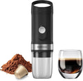 Portable Electric Espresso Machine, Travel Coffee Maker for Camping, Car Coffee Maker Self-Heating with USB-C, With Ground Coffee & NS Capsule for RV, Hiking, Office (Black)