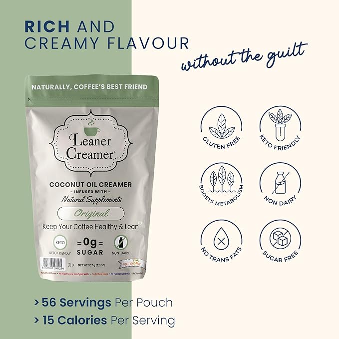 Leaner Coffee Creamer Coconut Oil Creamer, 280 Refill Pouch