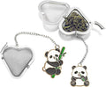 2pcs loose leaf tea steeper, cute tea strainer, stainless steel heart shaped tea infuser, tea ball for loose leaf tea gifts for tea lovers (2 cute pandas)