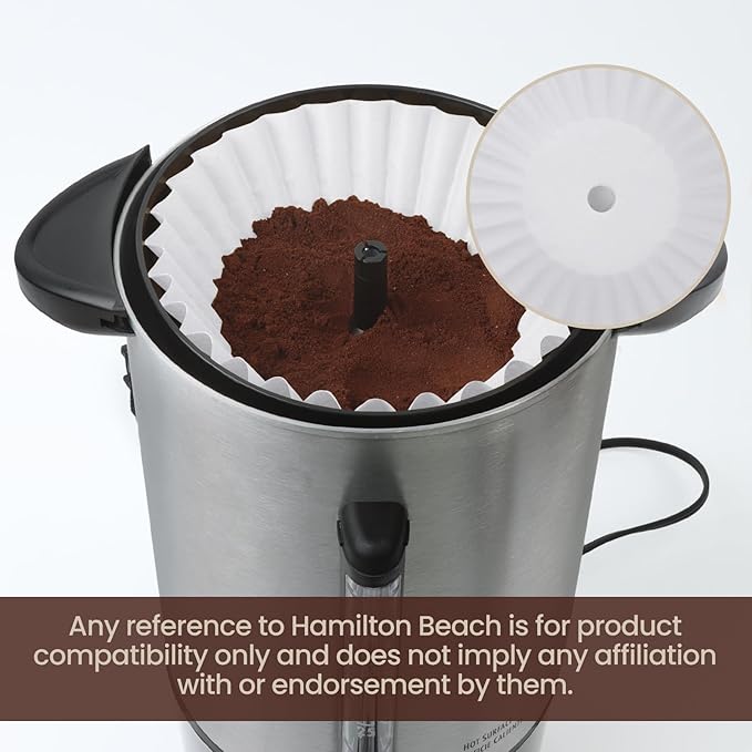 Paper Coffee Filters Compatible with Hamilton Beach Coffee Maker, 100 Pcs White Perforated Disposable Filters for Hamilton Beach 45 Cup