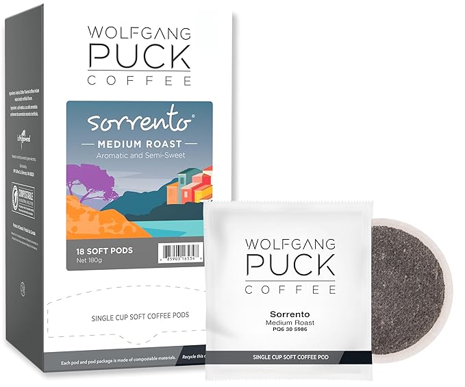 Wolfgang Puck Coffee, Sorrento, 9.5 Gram Soft Pods, 18 Count (Pack of 1)