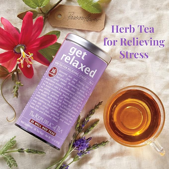 The Republic of Tea Be Well Teas No. 14, Get Relaxed Herbal Tea For Relieving Stress, Refill Pack of 250 Tea Bags