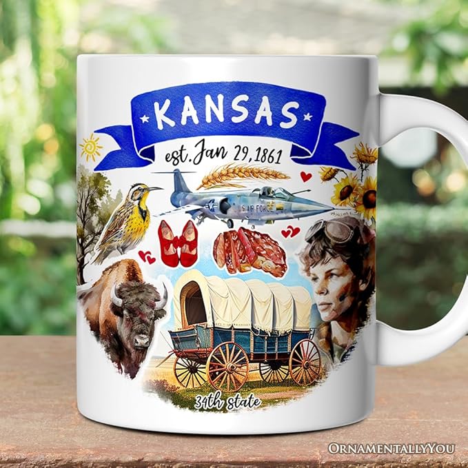 OrnamentallyYou Artistic Kansas State Themes and Landmarks Mug