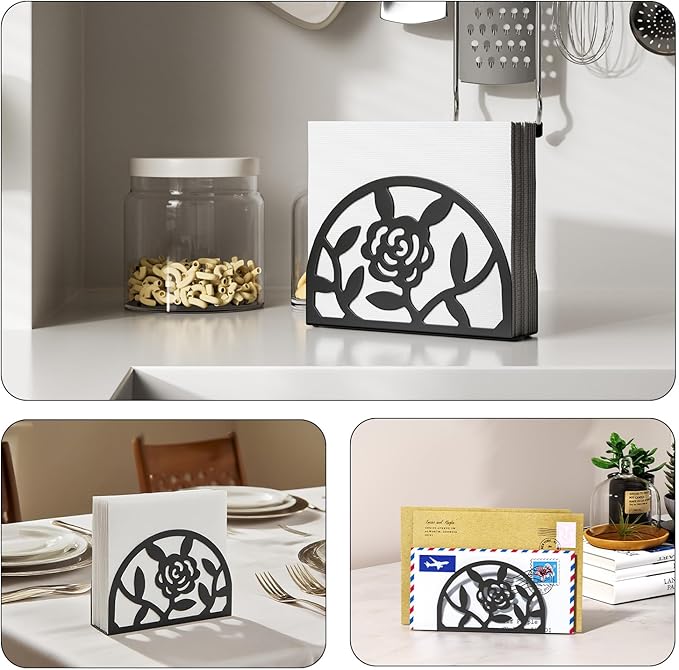 Epicano Napkin Holder for Table,Metal Rose Standing Napkin Holderfor Kitchen Dining Tables & Countertops, Paper Cocktail Napkins Holder Dispenser for Indoor & Outdoor,Unique Table Decor Gifts