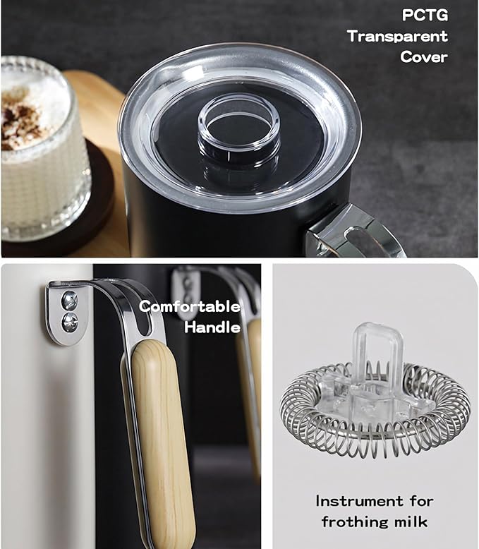 Electric Milk Frother,5-in-1 Milk Steamer with Touch Control,350ml Automatic Warm and Cold Foam Maker,Milk Warmer for Coffee,Latte,Cappuccinos Macchiato,Hot Chocolate,Anti-burn Propeller