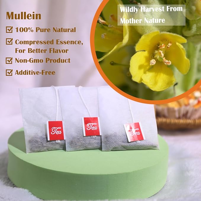 TEARELAE - Mullein Tea Bags For Lungs - 2.65 oz/75g (3g X 25 Bags) - 100% Pure Natural Premium Mullein Leaf Tea - Non-GMO - Caffeine-free